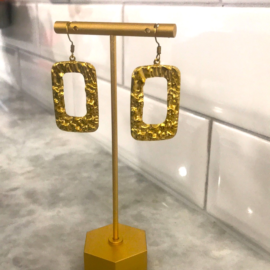 Hammered Rectangular Earrings